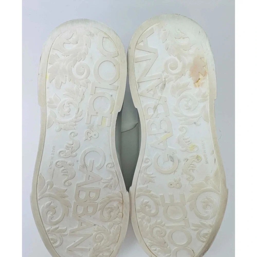 Dolce & Gabbana Portofino Logo Leather Sneakers White Black Men's 9 CS1600 Luxe